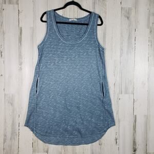 NWOT Mod-O-Doc Blue Distressed Knit Tank Mini Sleeveless Dress Women's